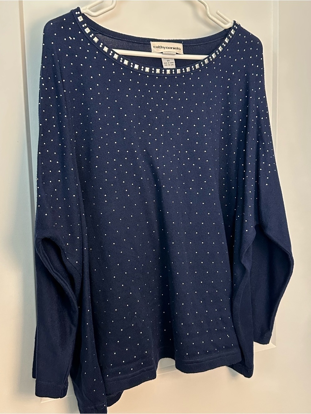 Cathy Daniels silver studded navy knit. Size 3XL.
